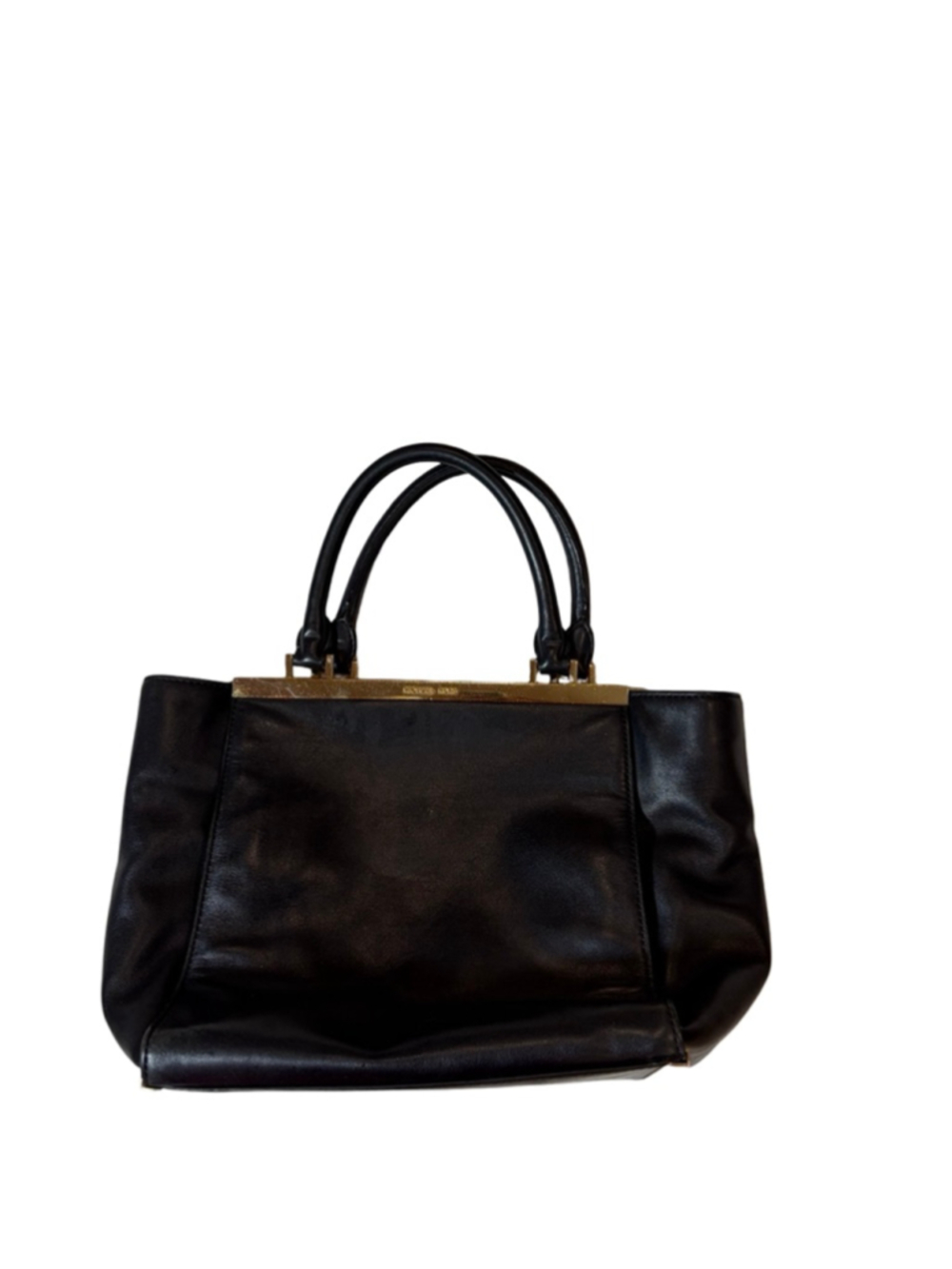Michael Kors Black Leather Gold Frame Satchel Doctor Bag Top Handle